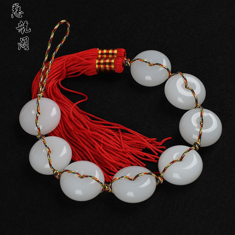 八白玉门对门平安扣挂件