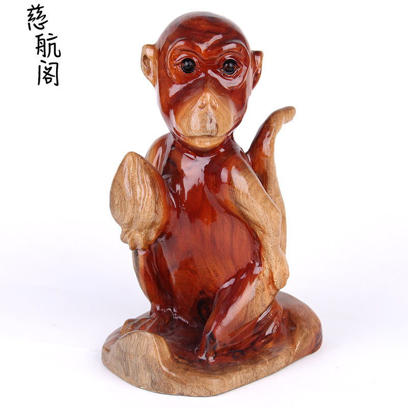 桃木猴摆件木雕十二生肖猴摆件大号生肖猴吉祥物