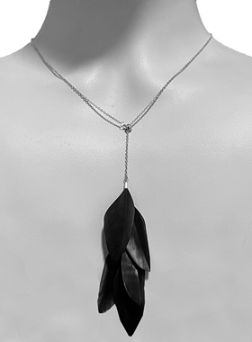 黑鸟羽毛女士可调节毛衣链锁骨链