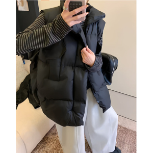 韩版秋冬女宽松羽绒马甲棉服马夹