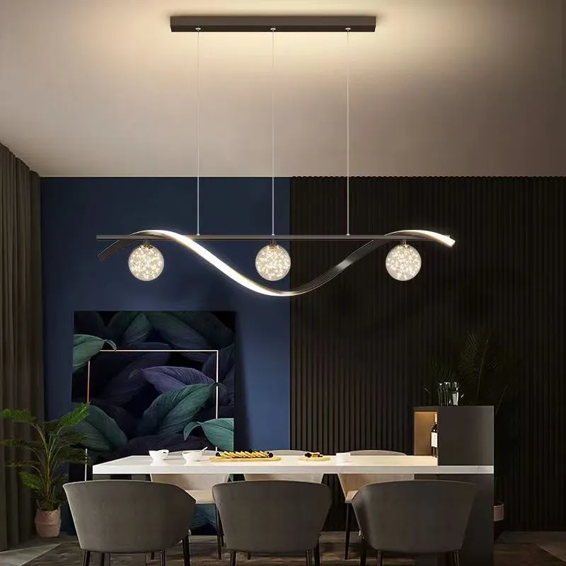 北欧餐厅吊灯长条吧台灯具个性创意极简风满天星家用大气led灯具