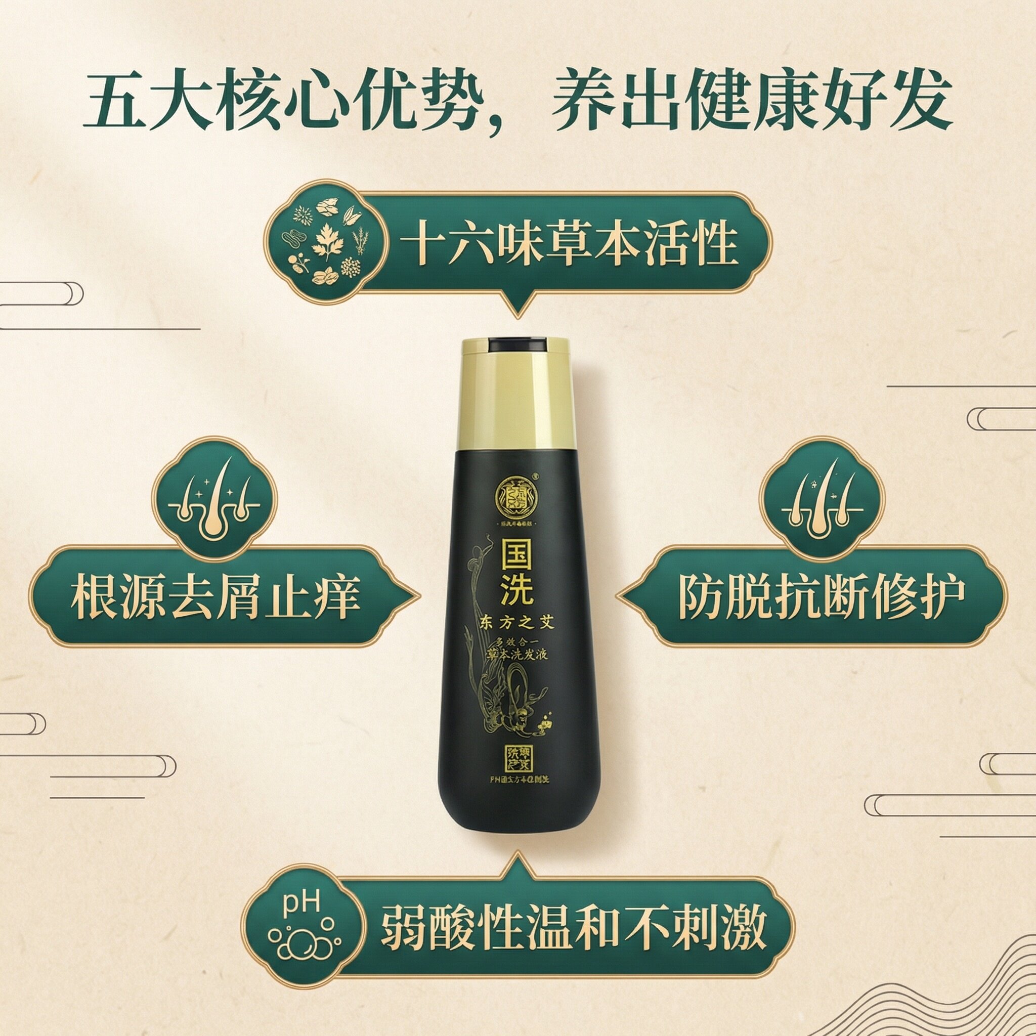 国洗东方之艾中国非遗飞天草本多效合一  洗发液