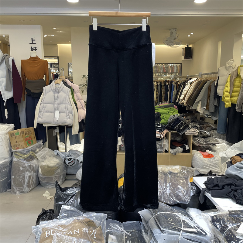 MDENG197摩登2K789A正版冬季韩版高腰显瘦加厚丝绒微喇叭休闲裤女