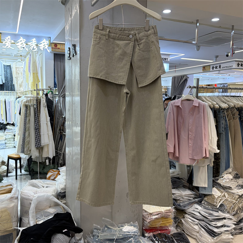 T-PLATFORM68110正品春季韩版屁帘高腰宽松显瘦窄版阔腿牛仔裤女