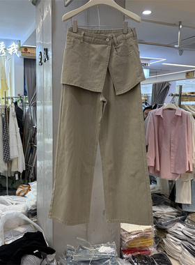 T-PLATFORM68110正品春季韩版屁帘高腰宽松显瘦窄版阔腿牛仔裤女