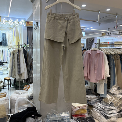 T-PLATFORM68110正品春季韩版屁帘高腰宽松显瘦窄版阔腿牛仔裤女