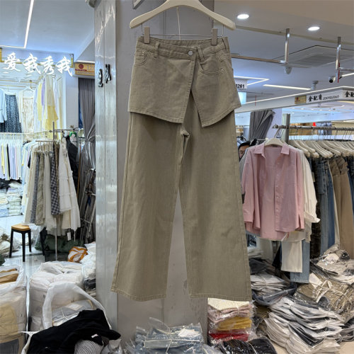 T-PLATFORM68110正品春季韩版屁帘高腰宽松显瘦窄版阔腿牛仔裤女