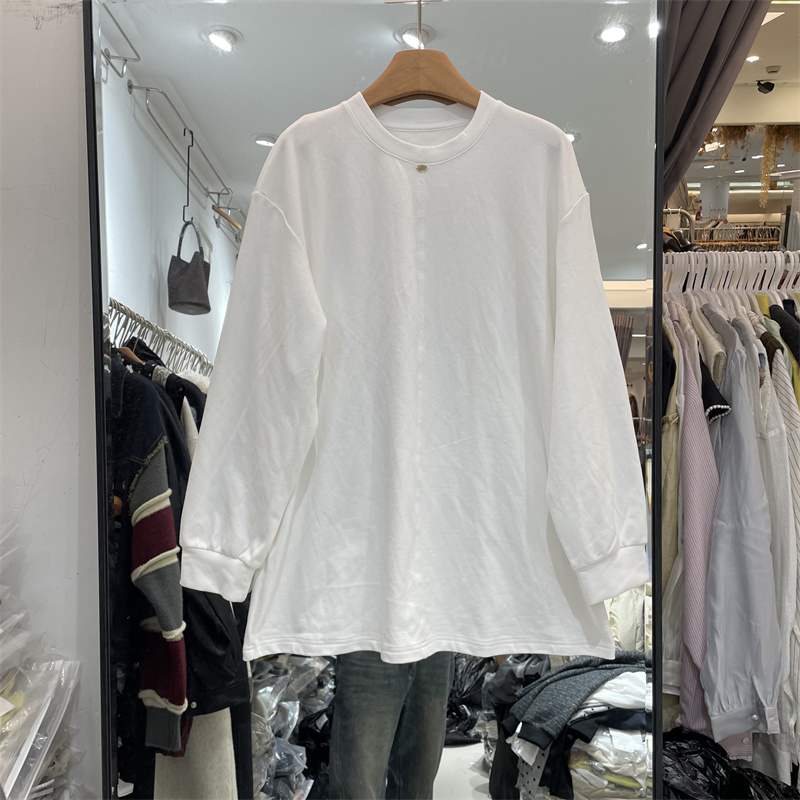 ONE51321正版2025冬季韩版设计感显瘦中长款加绒T恤打底衫上衣女