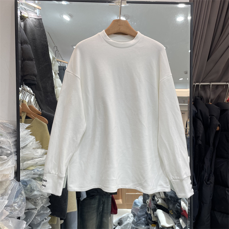 QM25W513正版冬季韩系宽松圆领休闲百搭加绒加厚长袖T恤衫上衣女