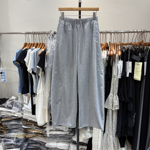 QIANBEISI纤贝思1053正品春季松紧腰裤脚可抽绳直筒休闲裤卫裤女