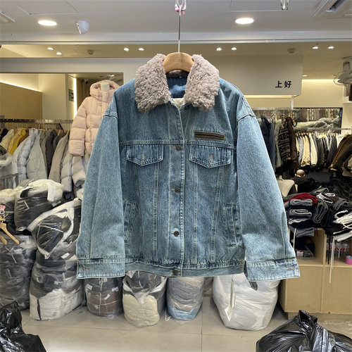 BU&FAN布凡55155正版冬季韩系翻领宽松90白鸭绒羽绒服牛仔外套女