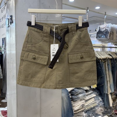 SUOMALA索玛拉8202夏季韩系多口袋工装牛仔短裙女高腰显瘦A字短裙