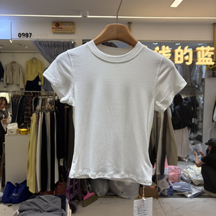 元熙263028正品春夏款韩系修身显瘦纯色圆领短袖T恤衫打底上衣女