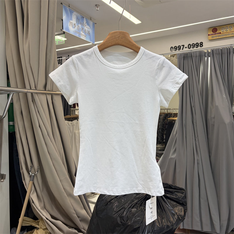 元熙263065-1正版韩系简约修身短袖T恤衫打底上衣女2026春季新款