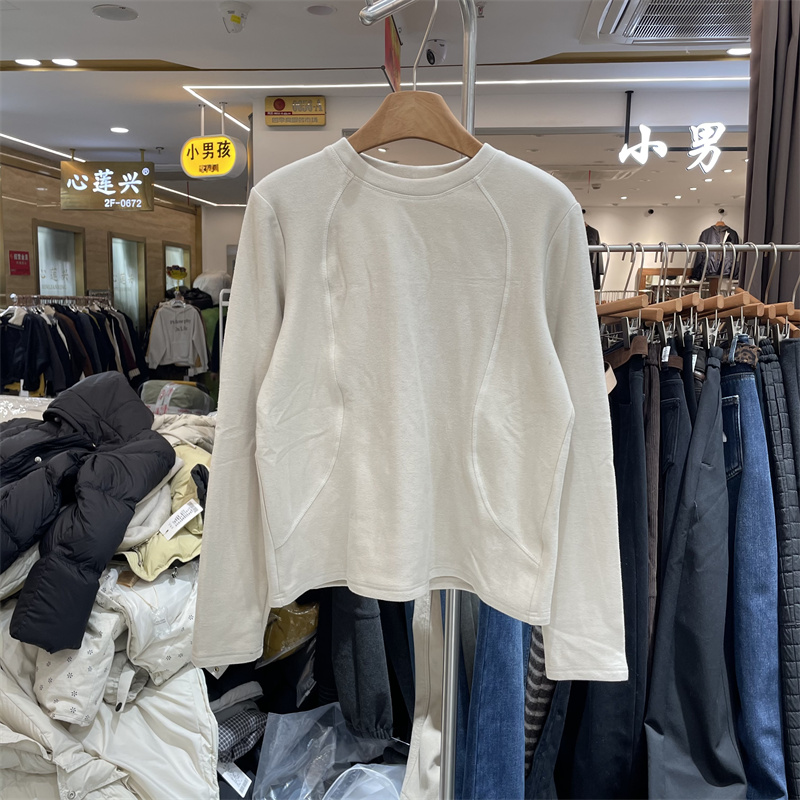 YHS91862正版冬季新款韩版宽松圆领显瘦双面德绒T恤衫打底上衣女