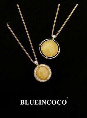 老钱风气质复古蜜蜡毛衣链纯银