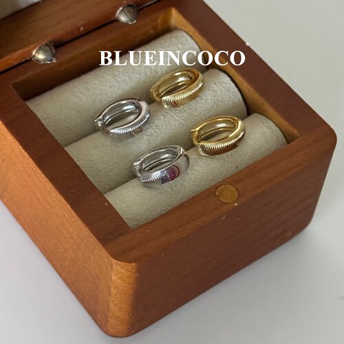 Blueincoco纯银925意大利工艺拉丝超闪波纹耳圈睡觉不摘小众耳环