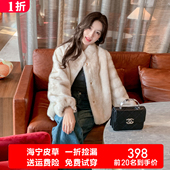 宽松大码 整貂皮冬新款 女士加厚水貂毛外套短款 皮毛一体小母貂皮草