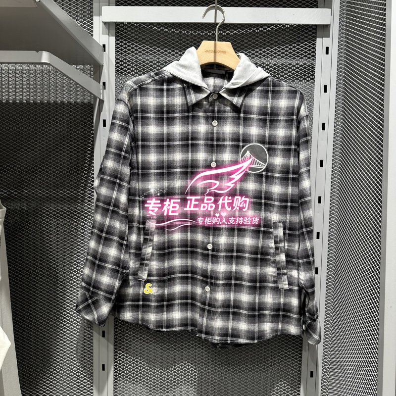 杰克琼斯夹克外套格子衬衫时尚百搭潮流NBA联名款连帽 2253O3001