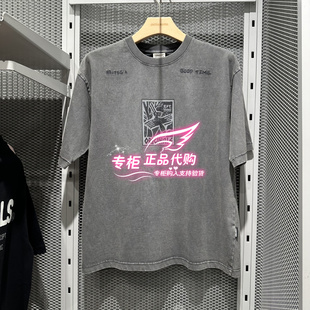 E44 225301075 杰克琼斯短袖 T恤重磅面料圆领水洗肌理刺绣上衣