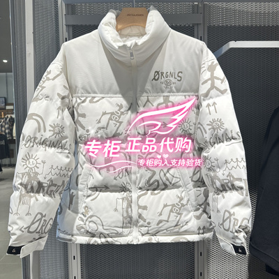 杰克琼斯潮拼接涂鸦立领羽绒服外套 224412007 A42 6905571197828