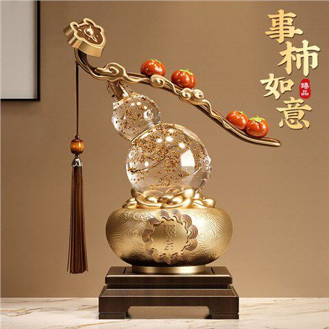 轻奢水晶球葫芦装饰摆件客厅书房招财风水摆设中式家居饰品