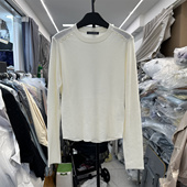 修身 欧货2025秋冬圆领长袖 肩膀四扣羊毛针织衫 显瘦百搭打底上衣女