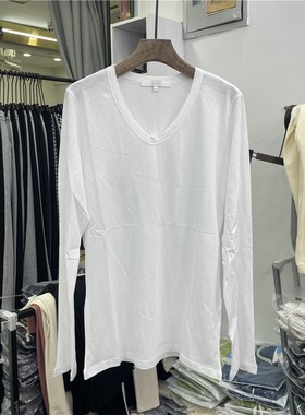 runxi闰熙145春秋韩国棉V领长袖简约纯色打底衫t恤女修身上衣内搭