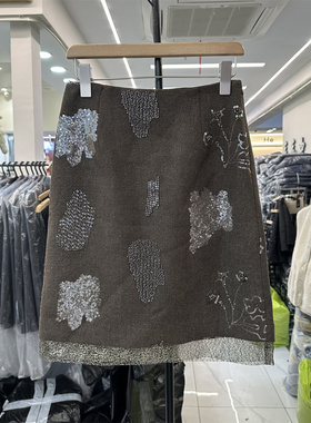 欧洲站2025秋冬季新款高级感重工钉珠亮片半身裙女高腰显瘦中长裙