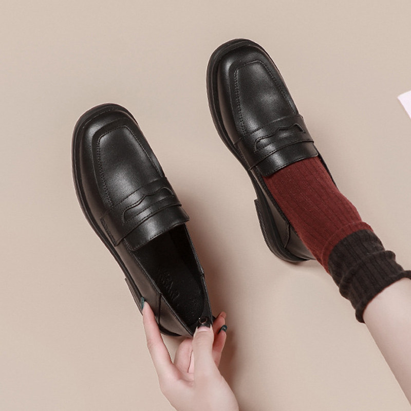 乐福鞋女软底2021春秋款小皮鞋英伦风复古平底鞋女黑色低跟单鞋女,女鞋,浅口单鞋,淘宝优惠券,粉丝福利购,淘宝优惠卷