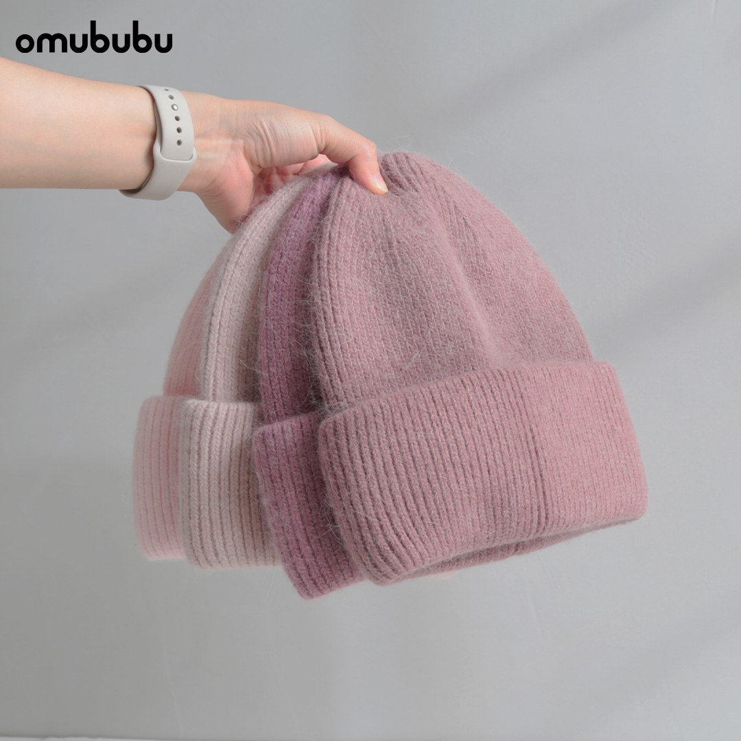 逛街兔毛针织帽冷帽秋冬