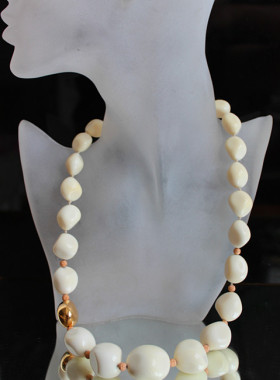 意大利珠宝西洋古董珠宝海外回流进口仿猛犸牙琥珀项链