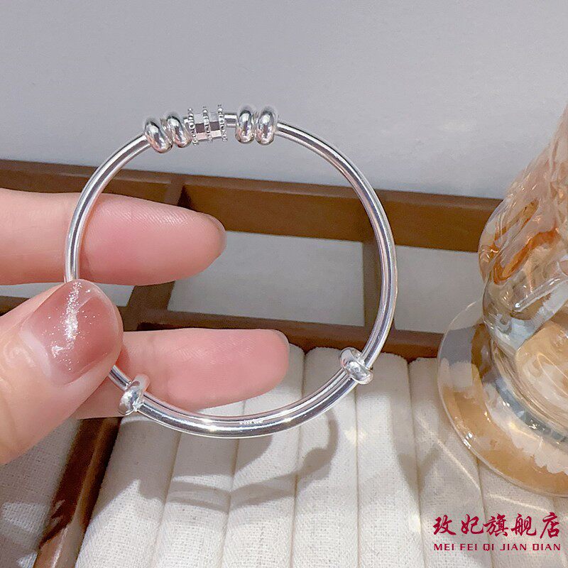 香港正生正品足银9999小蛮腰纯银手镯女孩中童大童儿童学生小孩子