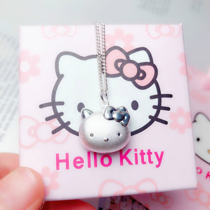 鉴定特价香港正生银饰kitty猫纯银宝宝项链s999银可爱萌宝女饰品