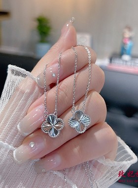 香港正生正品镭射四叶草纯银项链手环礼物轻奢高级感锁骨链送女友