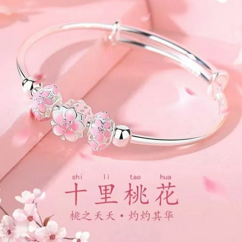 香港足银百搭风招桃花推拉手镯