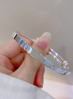 正品香港正生卡卡推拉银饰9999手镯女小众轻奢小众情人节送女友礼