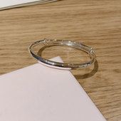 S999足银 女 推拉实心网红学礼物 香港正生纯银光圈网红手镯 热卖