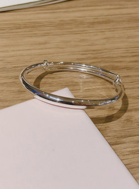 热卖 香港正生纯银光圈网红手镯 女 S999足银 推拉实心网红学礼物