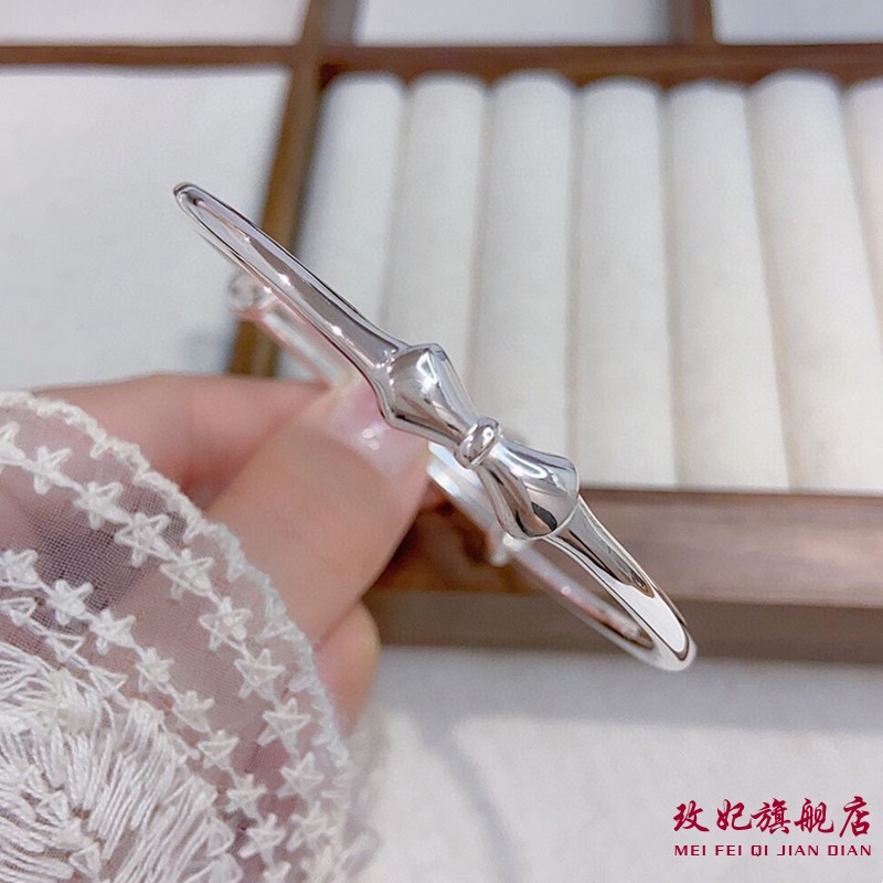 香港正生正品蝴蝶结9999纯银手镯小众首饰百搭轻奢高级感送女友闺