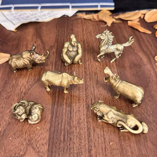 跨境森舍犀牛铜摆件金属动物模型加工工艺品雕塑模型立体属相