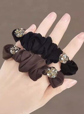 水钻精致高弹力女扎马尾时尚百搭头绳盘发布艺头绳发饰