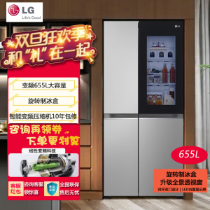LG S653MPY33D 全景透视窗 智能变频655L大容量对开门冰箱 星河银