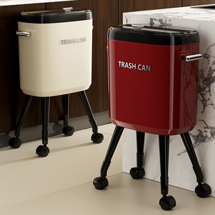 厨房垃圾桶专用家用2025新款高颜值带盖可移动轮大容量免弯腰