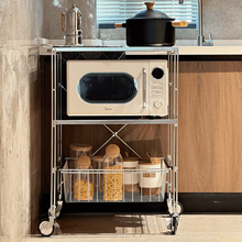 厨房置物架微波炉收纳家用不锈钢小推车餐车烤箱烤盘储物2025新款