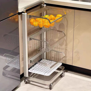 厨房蔬菜水果收纳篮304不锈钢置物架卫生间落地多层可调节层高