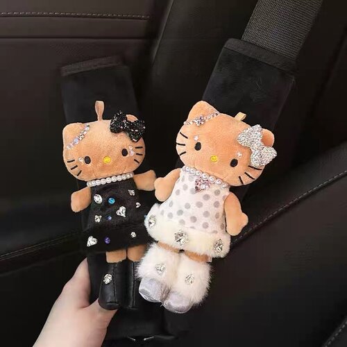 手作重工闪钻bling长腿kitty车载安全带护肩套小众精致女生新车礼