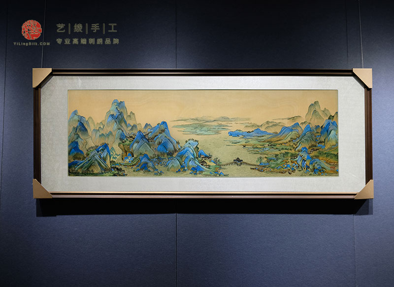 艺绫手工刺绣精品新中式别墅会所古风山水装饰画1丝2丝千里江山图图片