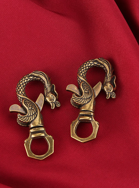 【JZ128】创意中国风黄铜钥匙扣中国龙凤铜腰扣个性男士复古黄铜