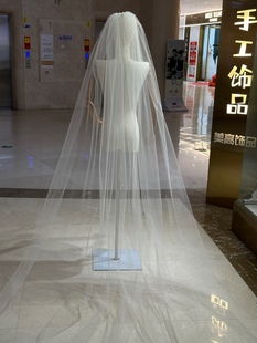 美高进口韩国纱单层3米拖尾新娘头纱跟妆造型影楼拍照写真外景